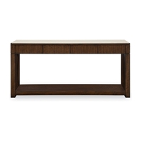 Table d'angle console en bois massif avec quatre tiroirs à fermeture douce, plateau en pierre et base en bois, idéale pour salon ou entrée