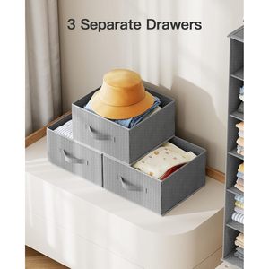 Organisateur de placard suspendu à 6 étagères avec 3 tiroirs amovibles et poches latérales pour le rangement des vêtements dans la chambre - Product Image 6