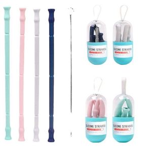 Best Selling Food Grade Silicone <b>Straw</b> Set FDA Certified Collapsible <b>Reusable</b> Portable Eco-Friendly Drinking <b>Straw</b> Kit - Product Image 1