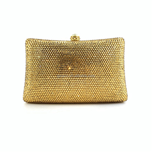Bolso de noche de cristal dorado hecho a mano para mujer, cartera de mano de alta calidad para boda, OC4354 - Product Image 1