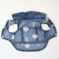Dernière veste en jean pour chien à imprimé marguerite, veste en jean pour animal de compagnie