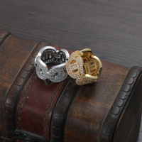Modyle — bague en or véritable plaqué à chaîne pour hommes, nouveau bague Hip hop, Micro, plaqué or, personnalisé