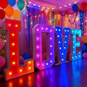Lettres géantes lumineuses LED pour extérieur, décoration de fête, lettres géantes de 3 pieds et 4 pieds, numéros lumineux pour fond de scène de mariage - Product Image 6