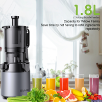 Elektrische slowjuicer met 1000ml capaciteit, 130mm diameter, automatische pulp-afvoer, behuizing van roestvrij staal en kunststof