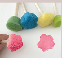 Tampons en éponge en forme de champignon, outils pour enfants, 5 pièces, jouets de peinture DIY, tampon en mousse, manche en bois, pinceau en éponge pour enfants