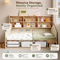 Lit de rangement moderne haut de gamme pour enfants, panneau MDF écologique, bibliothèque intégrée, bacs à jouets, mobilier élégant pour chambre d'enfant