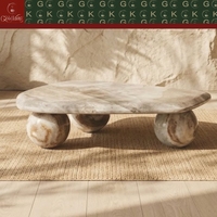 Table basse de luxe GOLDKING en marbre, centre de table ovale personnalisé en pierre pour décoration de salon moderne, unité de mobilier