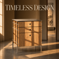 Armoire à tiroirs en bois massif et acier inoxydable Bauhaus, armoire de rangement de grande capacité pour salon, table d'appoint pour canapé, table de chevet pour chambre à coucher