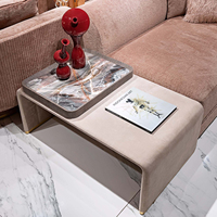 Ensemble de canapés modernes de luxe en tissu texturé, à profil bas, avec sièges arrondis et massifs, pour projets de villas et hôtels, mobilier de salon