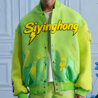 Patchs en chenille personnalisés, broderie élégante, manches en laine verte, patch pour homme, logo brodé, rouge, hip-hop, veste universitaire