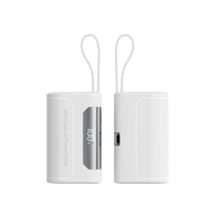 Power Bank Kapsul Mini 10000mAh 20W Pengisian Cepat Tipe-C PD Kabel Terintegrasi Dudukan Ponsel Portabel Colokan Tahan Api
