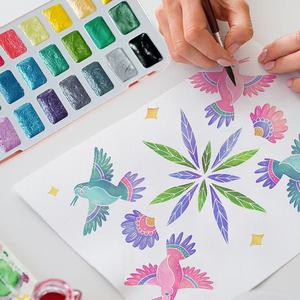 Ensemble de peinture <span class=keywords><strong>aquarelle</strong></span> solide nacré fait à la main <span class=keywords><strong>Aquarelle</strong></span> fournitures d'art <span class=keywords><strong>en</strong></span> gros nouveau pour l'arrivée d'art 24 couleurs Mandala <span class=keywords><strong>dessin</strong></span> - Product Image 6