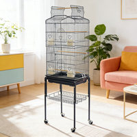 Cage à oiseaux pour petits oiseaux |   Cage à oiseaux en fil métallique de petite taille avec support surélevé à roulettes, panier de rangement et motif en forme de cœur