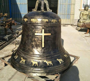 Grande Antique Bell Metal Estátua arte Igreja Bell Bronze Escultura gigante Religião relógio estátua torre do sino decoração personalizada - Product Image 4