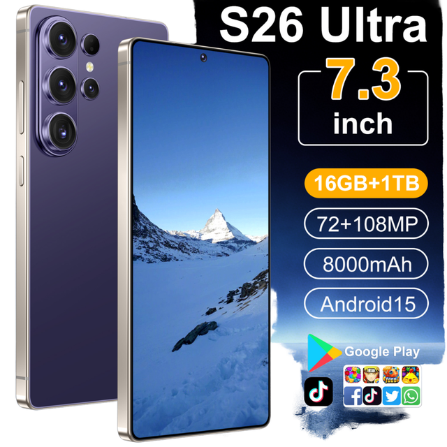 Factory Price S26 Ultra 5G Smartphone 16GB+1TB Android 15 7.3" 8-Core Unlocked Dual SIM Wholesale