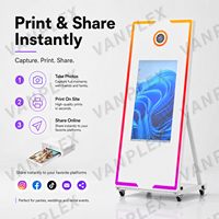 Cabina de Fotos Inteligente con Espejo Mágico de 65 Pulgadas, Pantalla Táctil de 32/43 Pulgadas, Cabina de Selfies para Eventos, Bodas, Fiestas, Negocios, Stock en EE. UU.