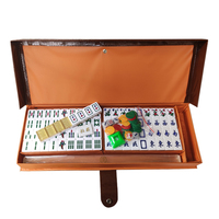 Jeu de Mahjong Taïwanais - Double couche, 154 tuiles, 4 règles, 4 dés, 1 indicateur et Lazhuang, jetons de poker - Boîte longue en PVC marron