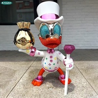 Sculpture de canard en résine de luxe avec sac d'argent, statue de canard de dessin animé, décoration moderne pour la maison, figurine d'art