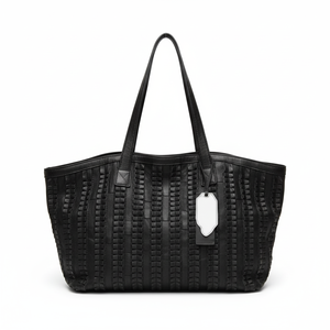 Women's Luxury Leather <b>Handbag</b> LKU-0723 Casual Stripe Fold Stitching Big Tote Striped Spliced Shoulder Two <b>Oversize</b> Large Custom - Product Image 1