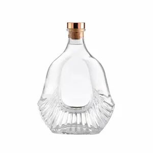 शराब पैकेज उपहार के लिए अद्वितीय खाली टकीला ब्रांडी अल्कोहल वोदका व्हिस्की कांच की बोतल