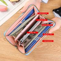 Dompet timbul untuk wanita, ritsleting panjang, desain modis, tempat uang kertas besar, tempat kartu kapasitas besar sederhana untuk wanita