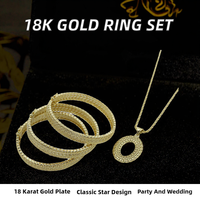 Ensemble de bagues et bracelets tendance pour femmes en laiton plaqué or 18 carats – Parure de bijoux raffinés à motif classique pour anniversaire et mode