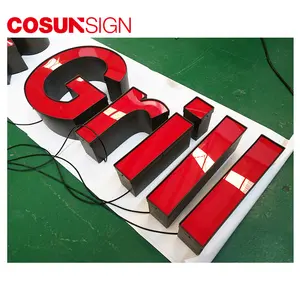 COSUN high quality front lit channel letter with trimcap or aluminium retainer for extra big letters on the facade