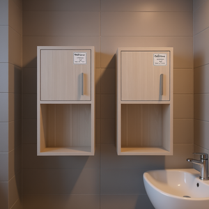 Armario de baño de roble blanco, 18 pulgadas, estante abierto montado en la pared, estantes de almacenamiento de esquina de diseño moderno - Product Image 2