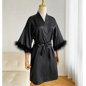 Robe de nuit kimono en satin personnalisée avec logo pour femmes, vêtements de nuit pour femmes, robe de mariée de luxe, robe longue pour demoiselles d'honneur, robes de matinée pour femmes - Product Image 3