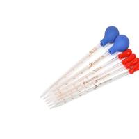 Burette en verre graduée de 0,5 ml, 1 ml, 2 ml, 3 ml, 5 ml, 10 ml, pipette Pasteur en verre avec tête en caoutchouc