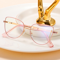 MS 82151, gafas con montura de Metal a la moda de ojo de gato personalizadas, patillas brillantes, fabricante óptico anti-luz azul