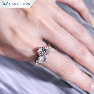 Tianyu Gems Custom 14K oro rosa corte redondo laboratorio Cvd diamante 7,0mm 1.31ct E VS1 anillo para mujer boda - Product Image 6