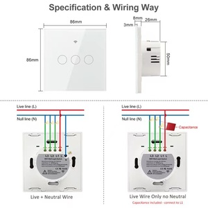 Interruptor de luz WiFi inteligente Tuya con Panel de vidrio EU 1/2/3/4 Gang RF433 Panel de pared Interruptor táctil de luz funciona para Alexa GoogleHome - Product Image 6
