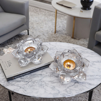 Support de bougie en verre cristal transparent romantique en forme de lotus, base pour bougie chauffe-plat, étanche, pour la décoration de la maison, Saint-Valentin
