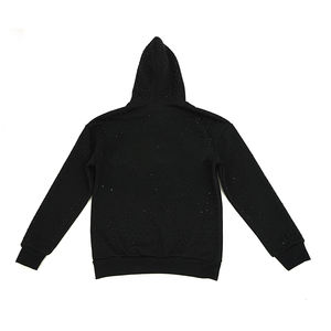 เสื้อฮู้ดถักลายกราฟิกสีดำประดับคริสตัลสำหรับผู้ชาย สไตล์สตรีทแวร์ ผ้าฝ้าย 100% น้ำหนักมาก 500 กรัม ทรงโอเวอร์ไซส์ ลายจุด สไตล์ Y2K - Product Image 4