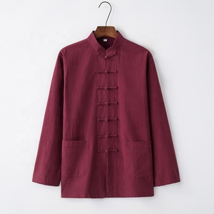 เสื้อเชิ้ตแขนยาวผ้าฝ้ายและผ้าลินินสไตล์จีนสำหรับผู้ชาย สไตล์ถังย้อนยุค เสื้อผ้าลำลองผ้าลินินสำหรับผู้ชาย เสื้อผ้าสำหรับทำสมาธิแบบเซน - Product Image 6