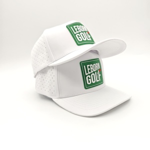 Premium 5 Panel Solid Waterproof Golf Cap Custom Silicone Logo Low MOQ OEM Laser Perforated 3D Rubber Patch Quick Dry Sport <b>Top</b> - Product Image 3