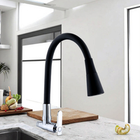 Robinet de cuisine noir design usine, monocommande mural en zinc avec tuyau flexible – Torneiras De Cozinha