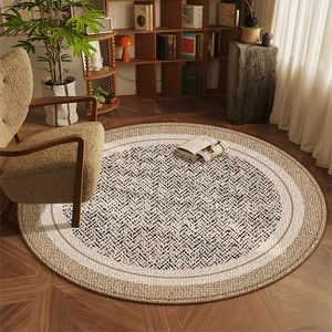 Alfombra Redonda para Oficina, Sala de Estar, Sofá, Mesa de Centro, de Fibra de Poliéster con Patrón Geométrico, para Uso en el Hogar, Estudio, Dormitorio, Junto a la Cama - Product Image 2