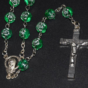 Broche de ojo de plata antigua con cuentas de rosa verde, plástico, hecho a mano, oferta - Product Image 2