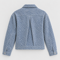 Veste en jean texturée bouclée pour homme, réversible, en coton, décontractée, avec poches à bouton unique, pour l'hiver
