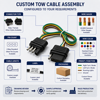 Faisceau de câblage moulé mâle-femelle 4 voies, 4 broches, 18AWG, 12, 24, 26, 36, 48 pouces, pour éclairage de camion et extension de remorque