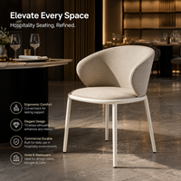 Chaises de salle à manger à dossier en ruban, avec coussin enveloppant diagonal et assise en tissu Barley pour Restaurant Valley, Restaurant Ranch et Café de Montagne
