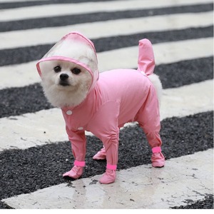 Impermeable para Mascotas con Botas para Perros y Gatos, Teddy, Bichón, Todas las Estaciones, Color Sólido, Ropa Informal - Product Image 1