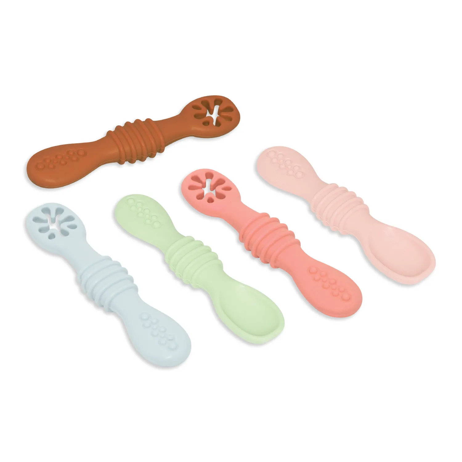 100% BPA Free Baby Led Weaning Baby Spoon First Stage Self Feeding Utensils Soft-Tip Silicone Pre Spoon for Baby Training