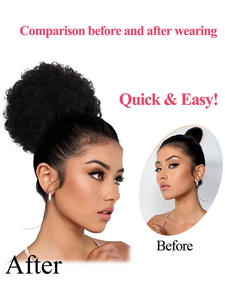 100% 2025 più economico capelli umani remy ricci afro con coulisse capelli umani coda di cavallo panino per donne nere - Product Image 4
