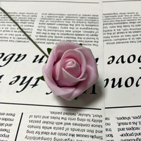 Vente d'usine, grande taille, rose en mousse PE de 4 cm avec tige, décoration de gâteau de mariage, fleurs en mousse