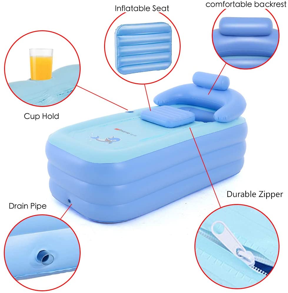 Надувная ванна для взрослых с электрическим воздушным насосом, свободная раздувная Ванна со складной портативной функцией из ПВХ высокой плотности