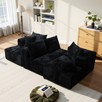 Canapé modulaire en L moderne avec fonction couchage, haute capacité de charge, en velours côtelé, emballé roulé, sectionnel, DIY, pour salon et hôtel