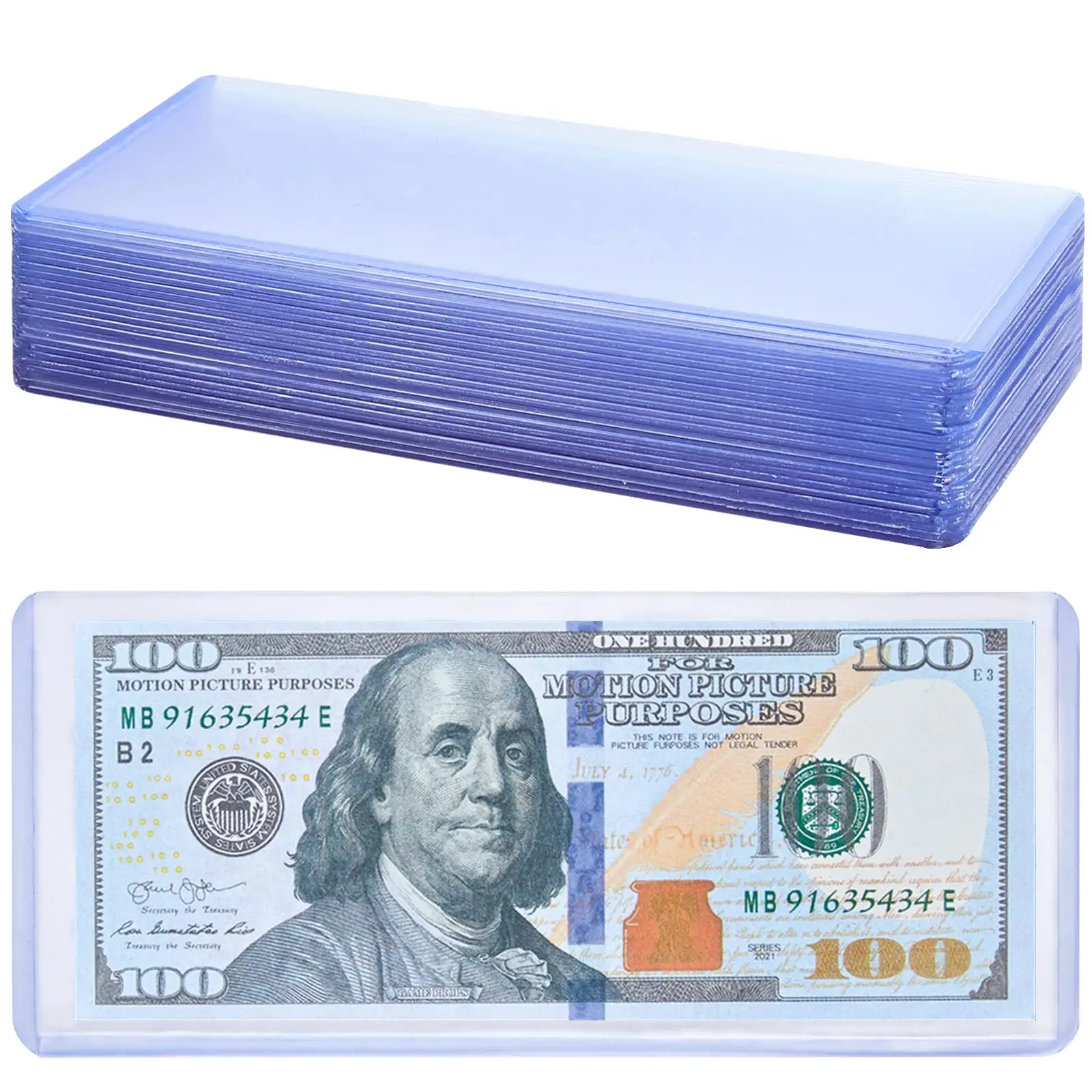 Tampons transparents pour billets de banque, 6.8X2.9 pouces, collection de billets en dollars, chargeur supérieur, protecteurs, manchons